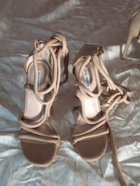 Steve Madden Beige Lace-Up Strappy Heels